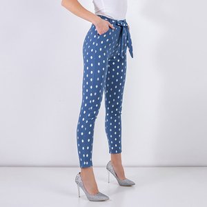 Pantaloni albaștri pentru femei cu puncte argintii - Îmbrăcăminte