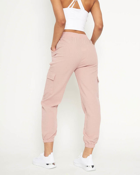 Pantaloni cargo de damă roz - Îmbrăcăminte
