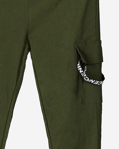 Pantaloni cargo de damă verde închis cu curea - Îmbrăcăminte