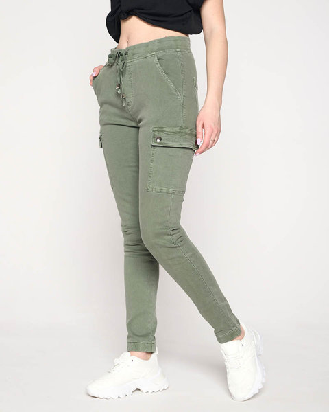 Pantaloni cargo verzi de damă - Îmbrăcăminte