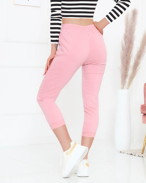 Pantaloni de damă din stofă de culoare roz- Îmbrăcăminte