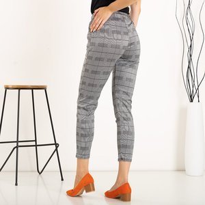 Pantaloni de femei gri în carouri - Pantaloni