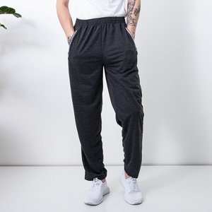 Pantaloni de trening bărbați gri închis cu buzunare - Îmbrăcăminte
