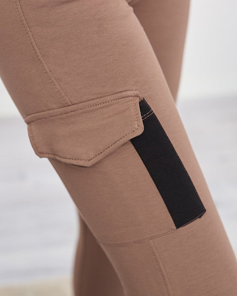 Pantaloni de trening damă maro din bumbac - Îmbrăcăminte