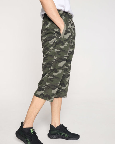 Pantaloni de trening pentru bărbați cu model camo verde închis - Îmbrăcăminte