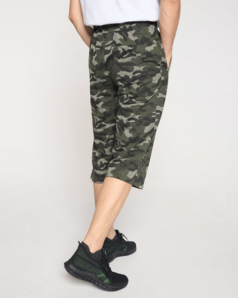 Pantaloni de trening pentru bărbați cu model camo verde închis - Îmbrăcăminte