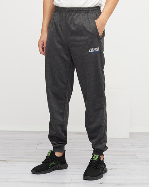 Pantaloni de trening pentru bărbați cu patch gri închis - Îmbrăcăminte