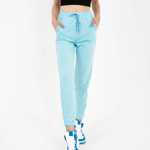 Pantaloni de trening pentru dama albastri cu dungi - Imbracaminte