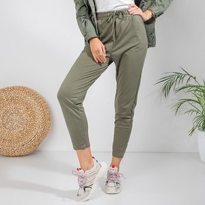 Pantaloni drepți dama verzi 7/8 - Îmbrăcăminte
