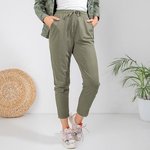 Pantaloni drepți dama verzi 7/8 - Îmbrăcăminte