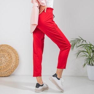 Pantaloni drepți roșii pentru femei 7/8 - Îmbrăcăminte