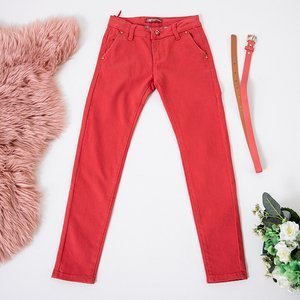 Pantaloni roșii pentru copii cu centură - Îmbrăcăminte