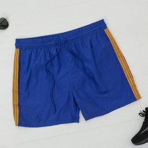 Pantaloni scurți de bărbați sport cu cobalt cu dungi - Îmbrăcăminte