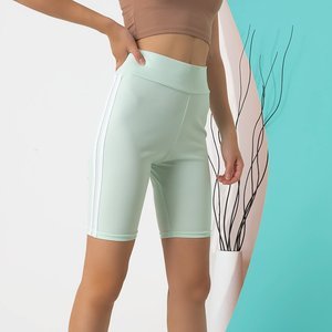 Pantaloni scurți de ciclism pentru femei, cu dungi - Mint. Îmbrăcăminte