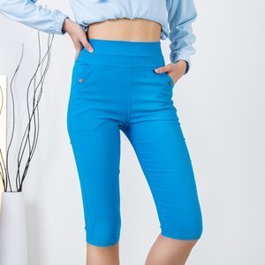 Pantaloni scurți de culoare albastră pentru femei cu buzunare - Îmbrăcăminte