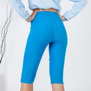 Pantaloni scurți de culoare albastră pentru femei cu buzunare - Îmbrăcăminte