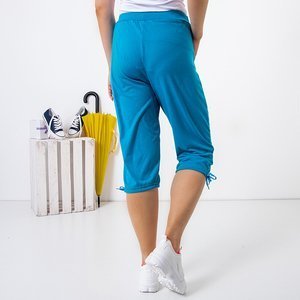 Pantaloni scurți de culoare albastră pentru femei cu buzunare PLUS SIZE - Îmbrăcăminte
