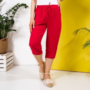 Pantaloni scurți pentru femei roșii 3/4 PLUS SIZE - Îmbrăcăminte
