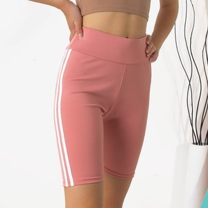 Pantaloni scurți pentru femei roz cu dungi - Îmbrăcăminte
