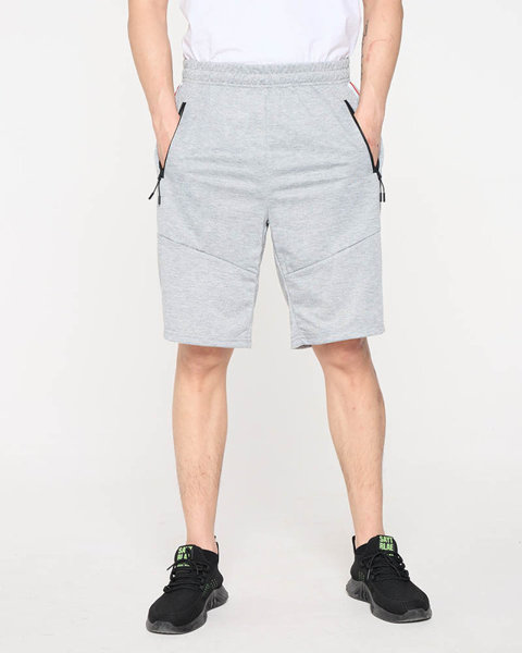 Pantaloni scurți sport pentru bărbați gri cu inscripții - Îmbrăcăminte