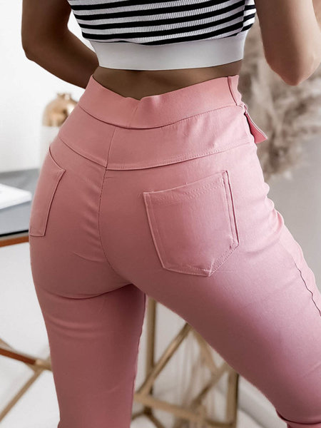 Pantaloni teggings roz pentru femei- Îmbrăcăminte