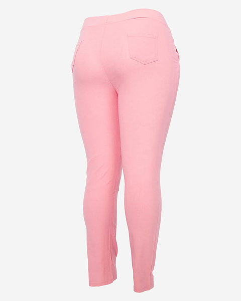 Pantaloni treggings roz pentru femei PLUS SIZE- Îmbrăcăminte