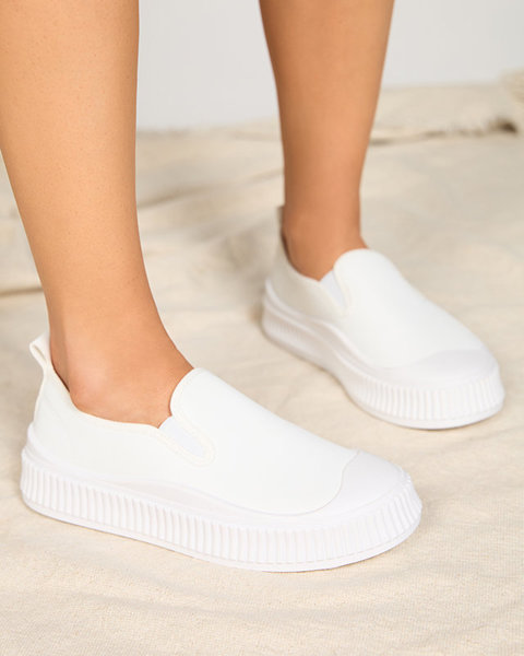 Pantofi albi de damă cu talpă mai groasă Tacobi- Footwear