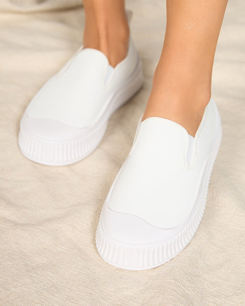 Pantofi albi de damă cu talpă mai groasă Tacobi- Footwear