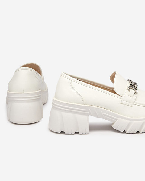 Pantofi de dama albi pe talpa masiva Erikela - Incaltaminte