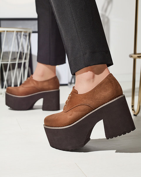 Pantofi de damă cu șiret maro, cu talpă solidă Lobera - Încălțăminte