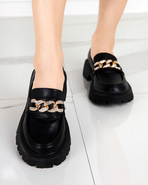 Pantofi de dama negri cu lant auriu Chemko- Incaltaminte
