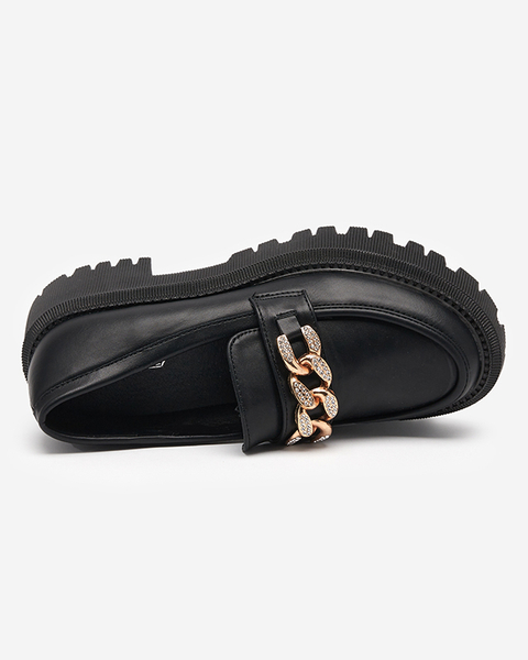 Pantofi de dama negri cu lant auriu Chemko- Incaltaminte