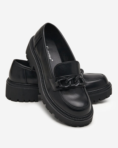 Pantofi de dama negri din piele ecologica cu lant Konera - Incaltaminte