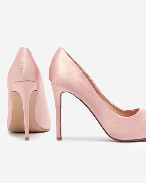 Pantofi de damă roz din satin pe un stiletto mai înalt Norija - Încălțăminte