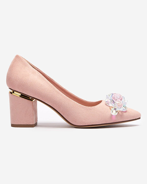 Pantofi de damă roz strălucitor cu cristale colorate Xitas - Încălțăminte