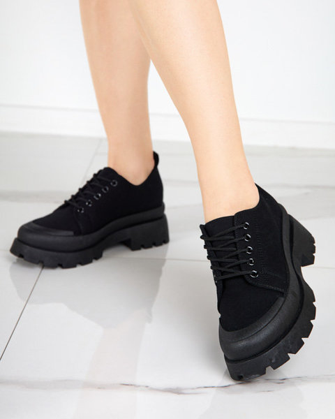 Pantofi negri de damă cu șireturi Rozia - Încălțăminte