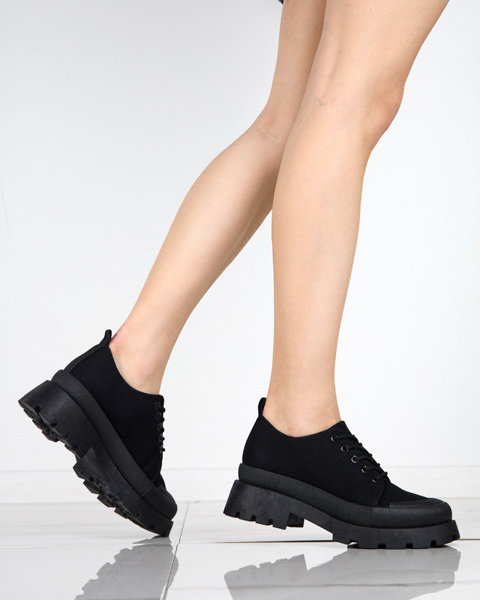 Pantofi negri de damă cu șireturi Rozia - Încălțăminte