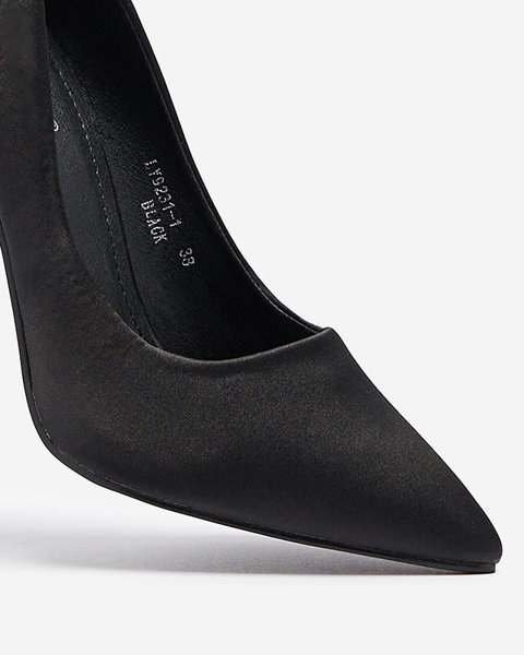 Pantofi negri din satin pentru femei pe un stiletto mai înalt Norija - Încălțăminte