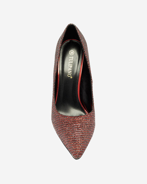 Pantofi roșii de damă pe post de pantofi cu sclipici Suvirra- Încălțăminte