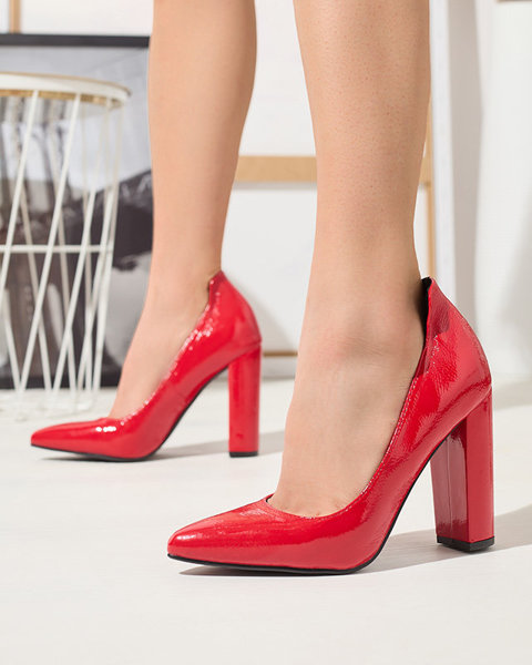 Pantofi roșii lăcuiți cu nas stiletto Sovirta- Footwear