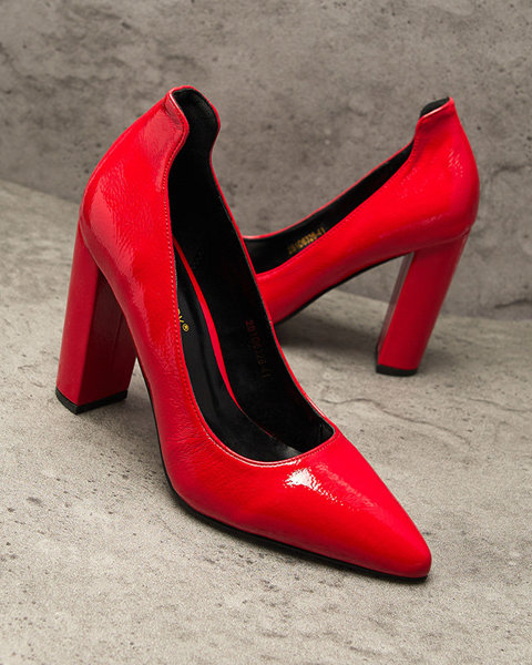 Pantofi roșii lăcuiți cu nas stiletto Sovirta- Footwear