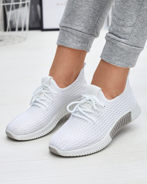 Pantofi sport alb din material textil pentru femei Vobbu- Footwear