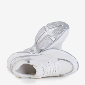 Pantofi sport albi cu inserții argintii Amelina - Pantofi