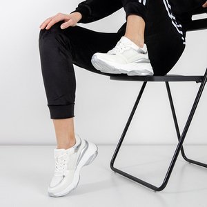 Pantofi sport albi cu inserții argintii Amelina - Pantofi