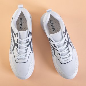 Pantofi sport bărbați albi cu inscripții Renat - Încălțăminte