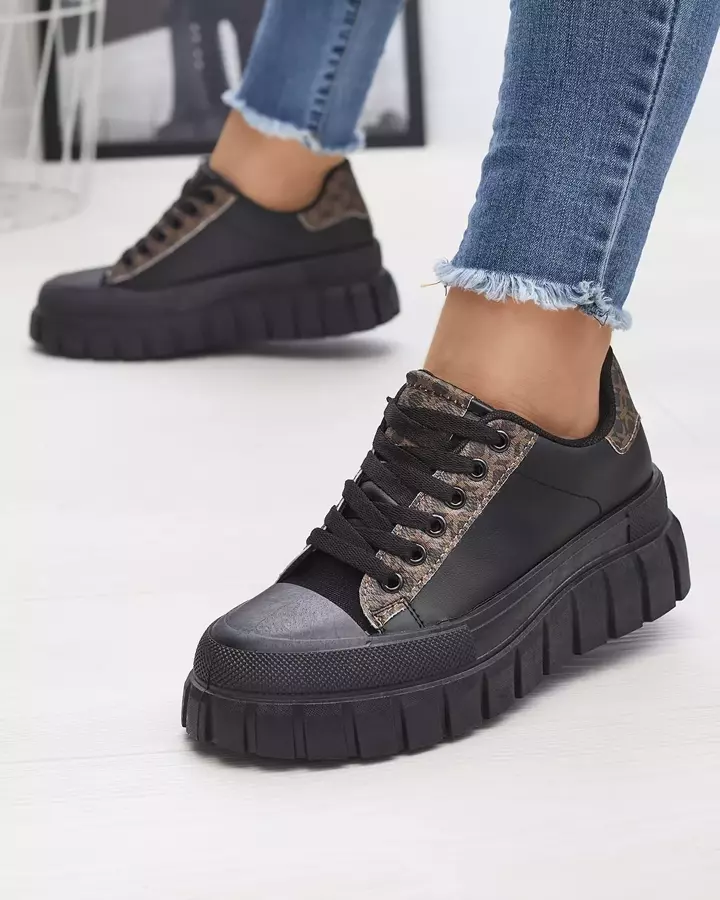 Pantofi sport casual de damă negri cu inserții cu model Leritic - Încălțăminte