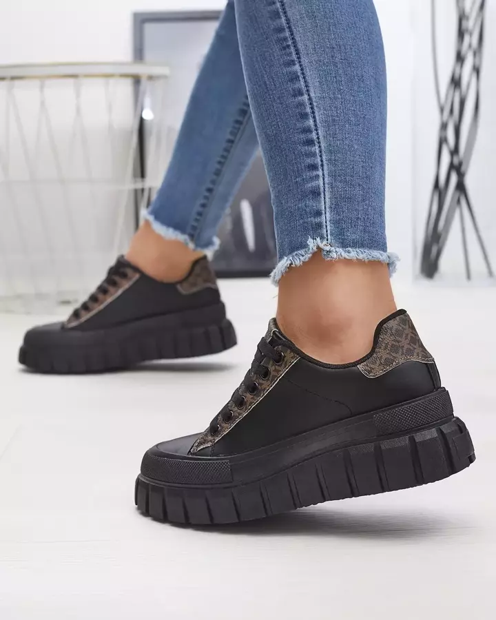 Pantofi sport casual de damă negri cu inserții cu model Leritic - Încălțăminte