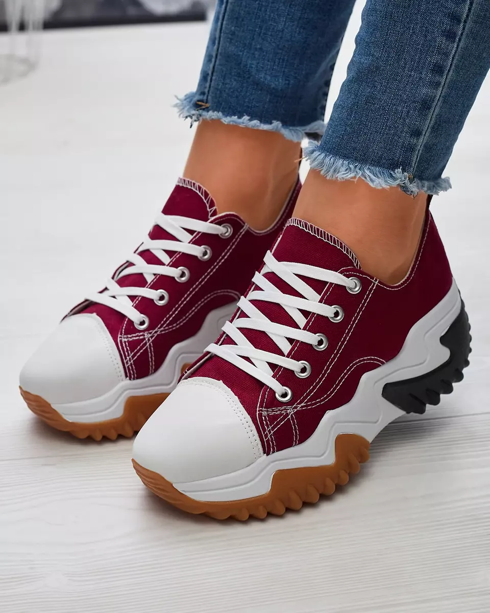 Pantofi sport cu platformă burgundy pentru femei Nacarry - Încălțăminte