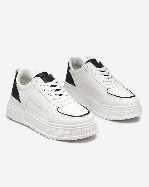 Pantofi sport dama alb-negru din piele ecologica pe platforma Cerecha - Incaltaminte