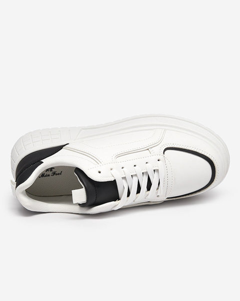Pantofi sport dama alb-negru din piele ecologica pe platforma Cerecha - Incaltaminte